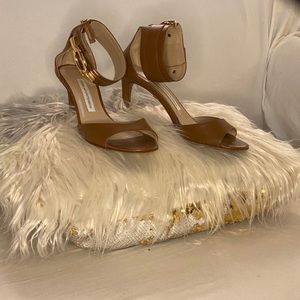 DIANE von FURSTENBERG Brown Ankle Strap Sandal 5.5